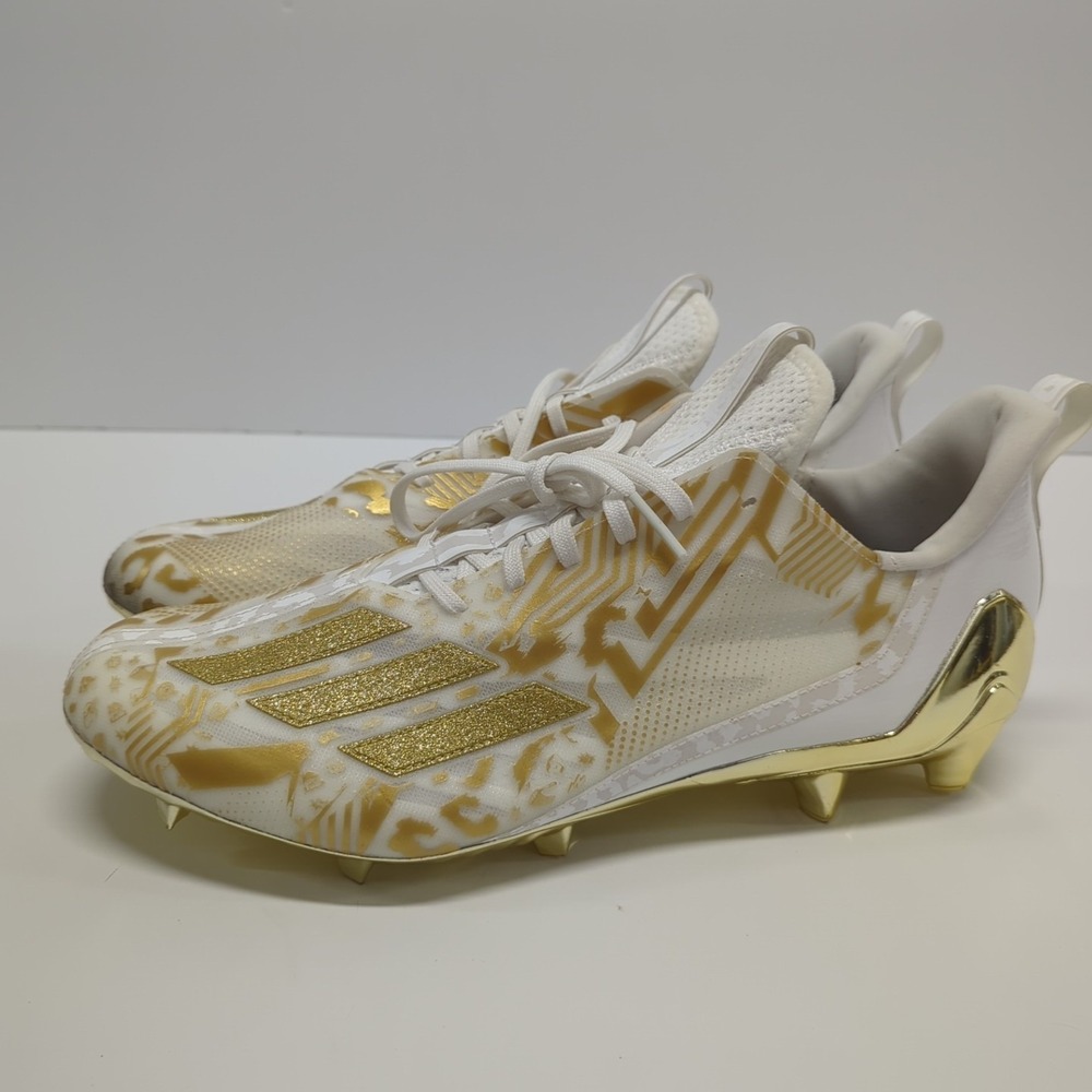 adidas Adizero‎ 12.0 Mismatch White Gold Football Cleats IG7227 Men's Size 14
